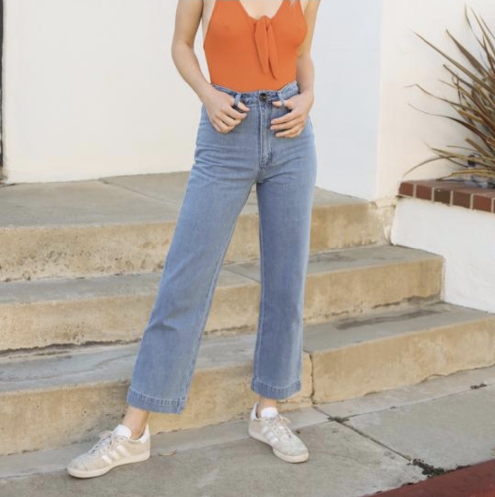 ROLLA'S Slim Sailor High Waisted Staight Leg Cropped Jeans Light Blue Size 25 - Picture 2 of 15